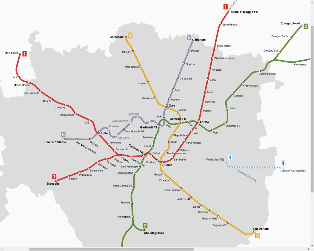 zemljevid atm milano tramvaj