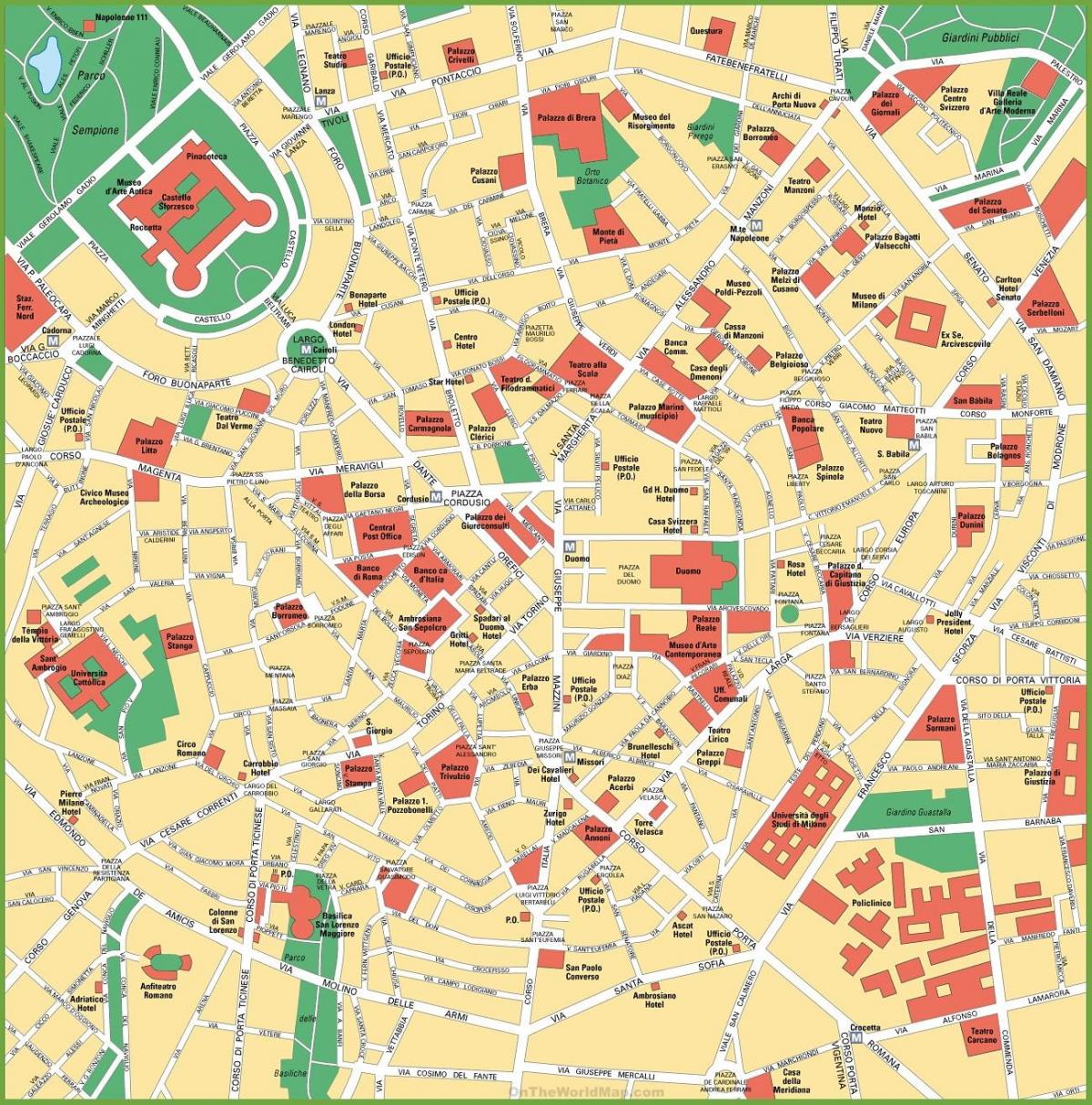 milano city center zemljevid