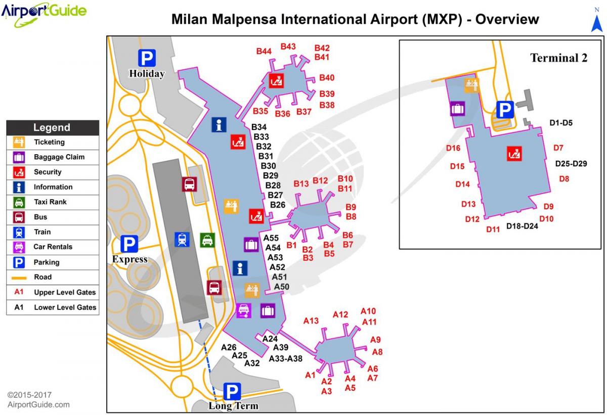 milano letališče zemljevid