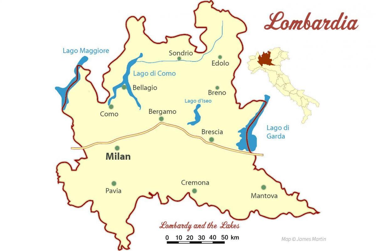 zemljevid milan lombardija
