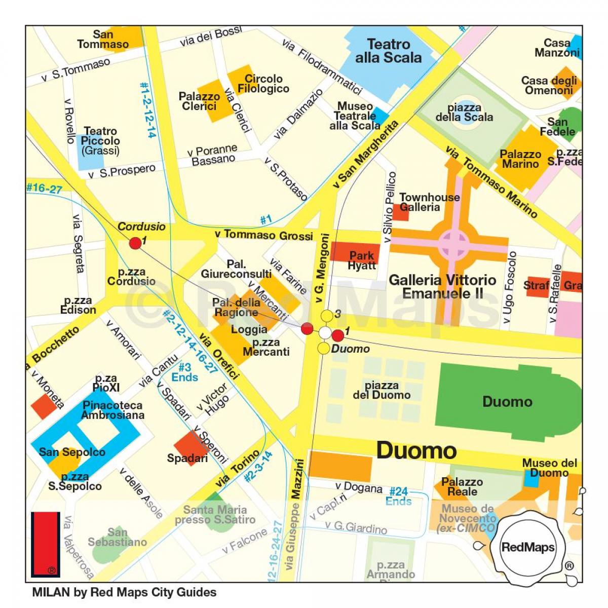 zemljevid milan nakupovalna ulica