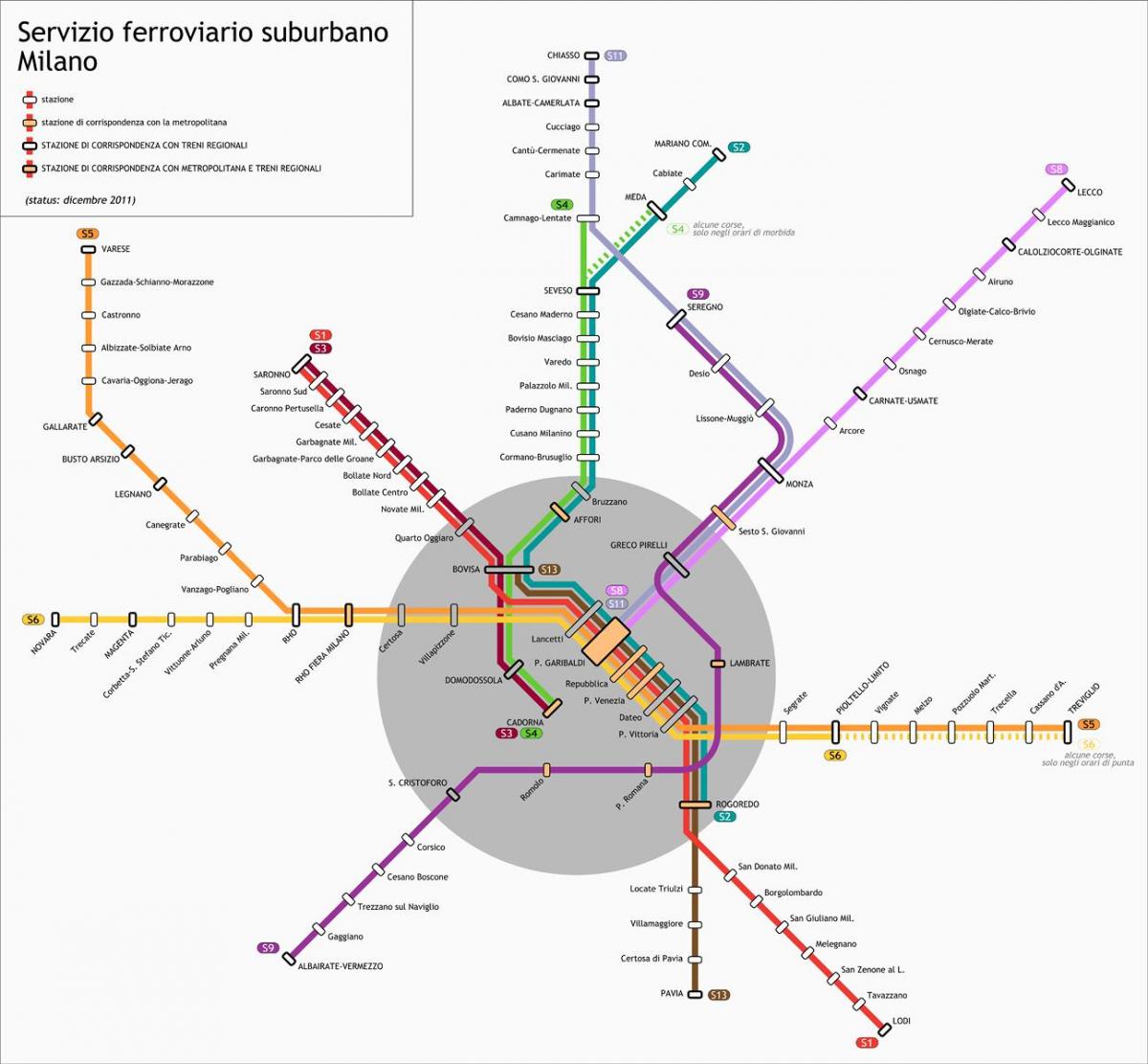 zemljevid milan tranzitnega 