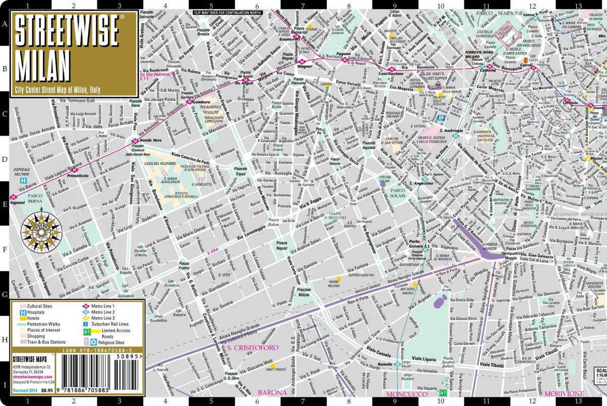 ulica zemljevid milan city centre