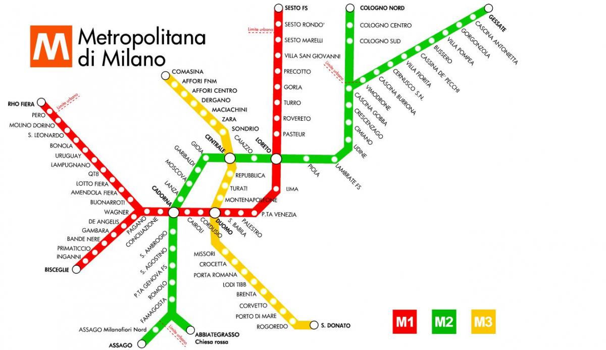 zemljevid podzemne železnice milano