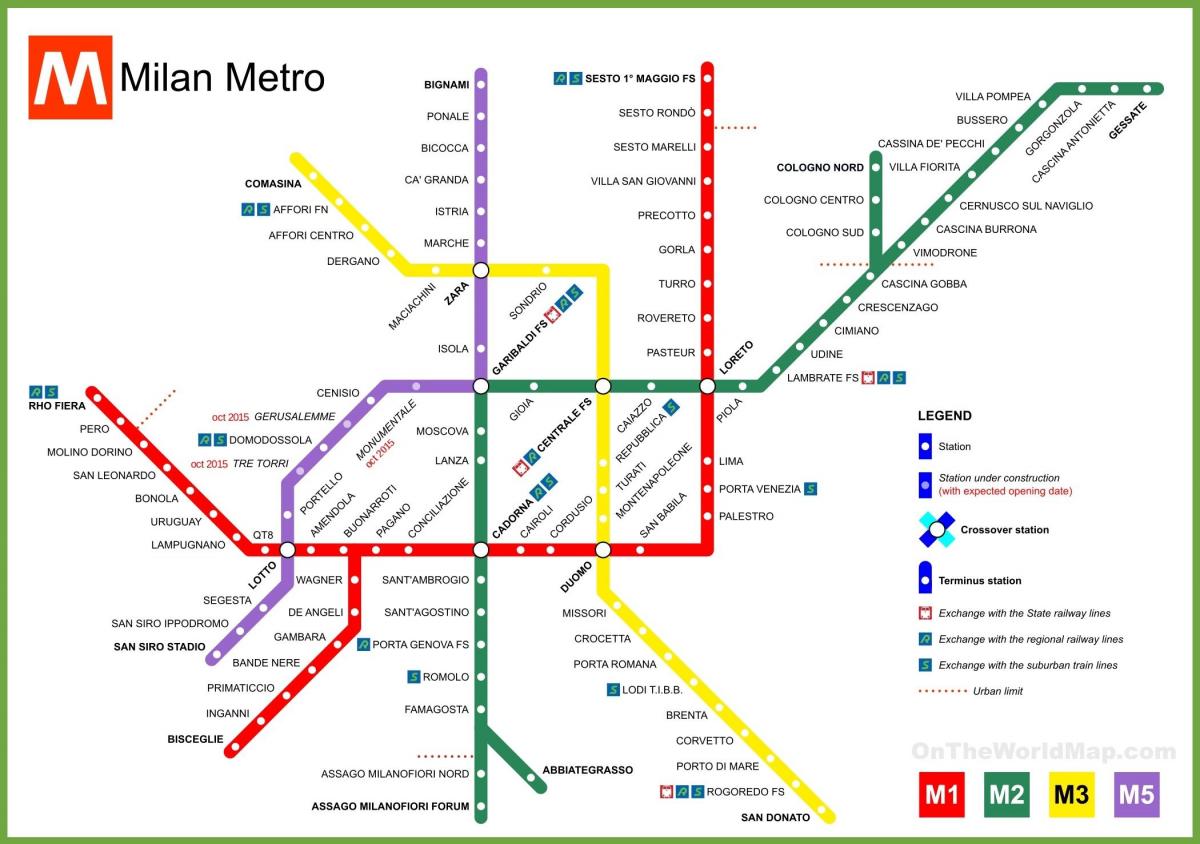 metro milano zemljevid