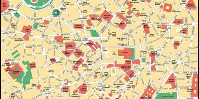 Milano italija centra mesta (zemljevid