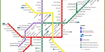 Milano zemljevid podzemne železnice