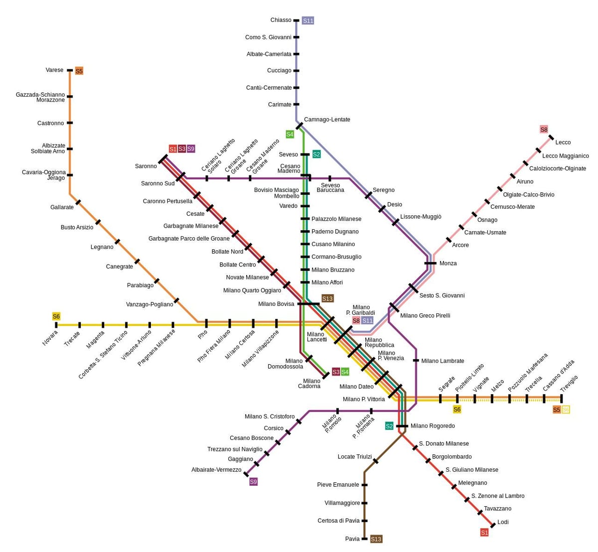 milan primestni železniški zemljevid