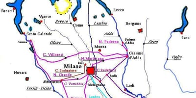 Zemljevid milan navigli okrožno