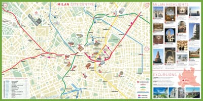 Mestni turistični milan zemljevid