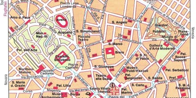 Milano italija zemljevid turističnih