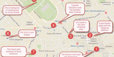 Zemljevid zadnji večerji milan
